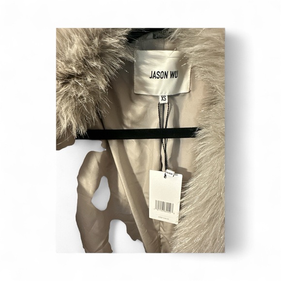 Jason Wu cropped faux fur jacket NWT XS grey - Picture 2 of 3
